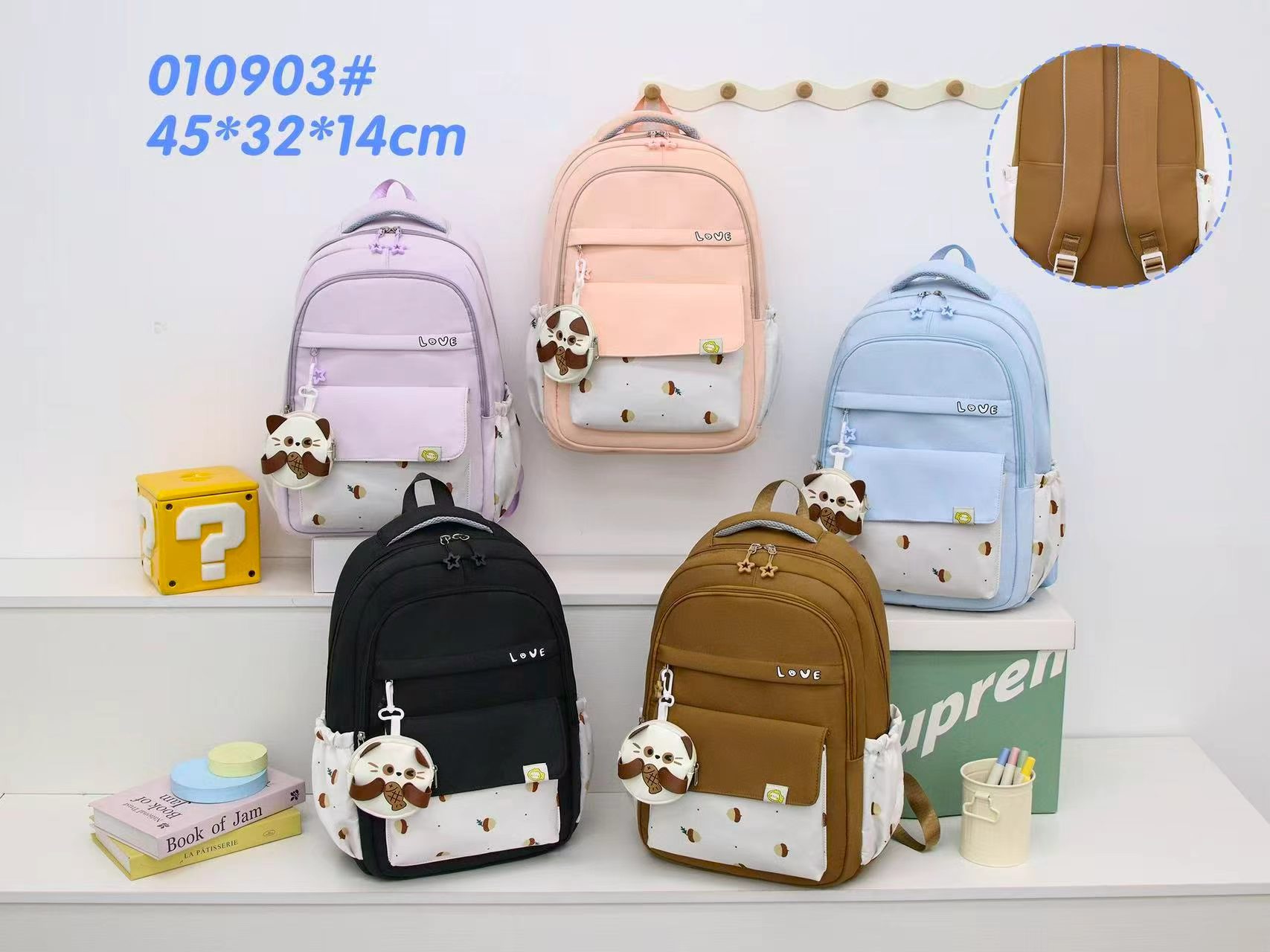 010903 Love Cat Student Backpack
