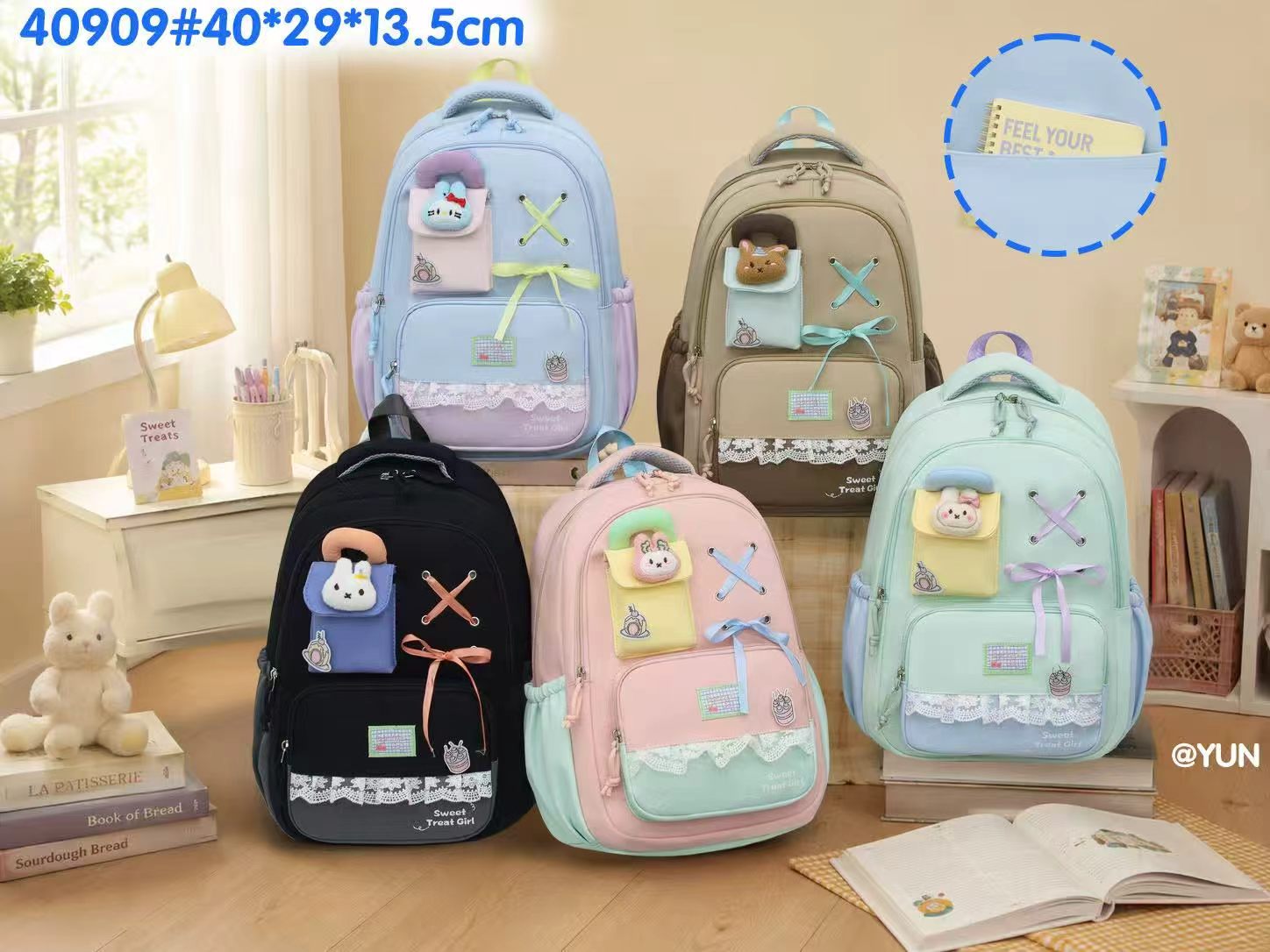 40909 Bunny Lace Student Backpack