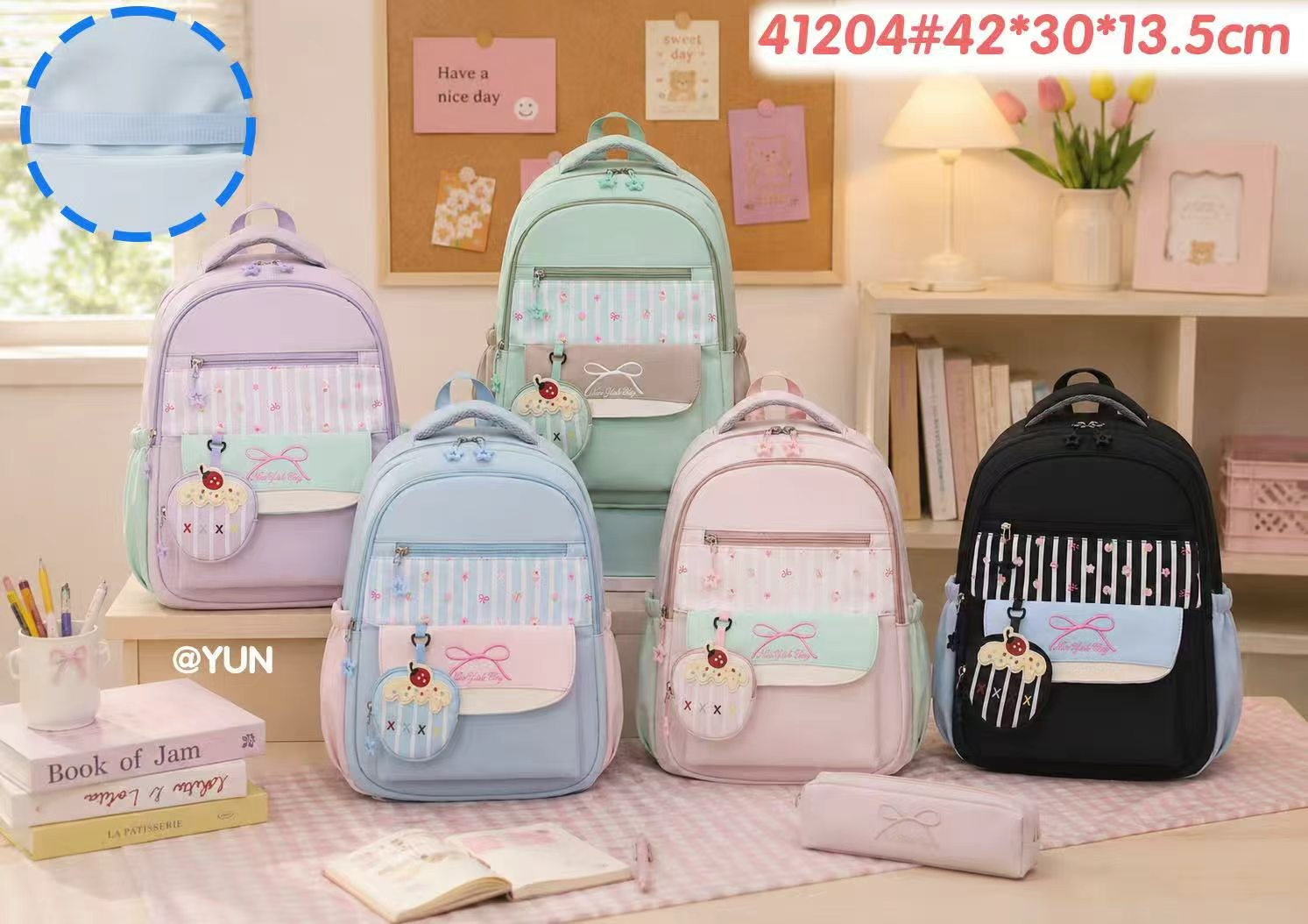 41204 Cherry Stripe Student Backpack