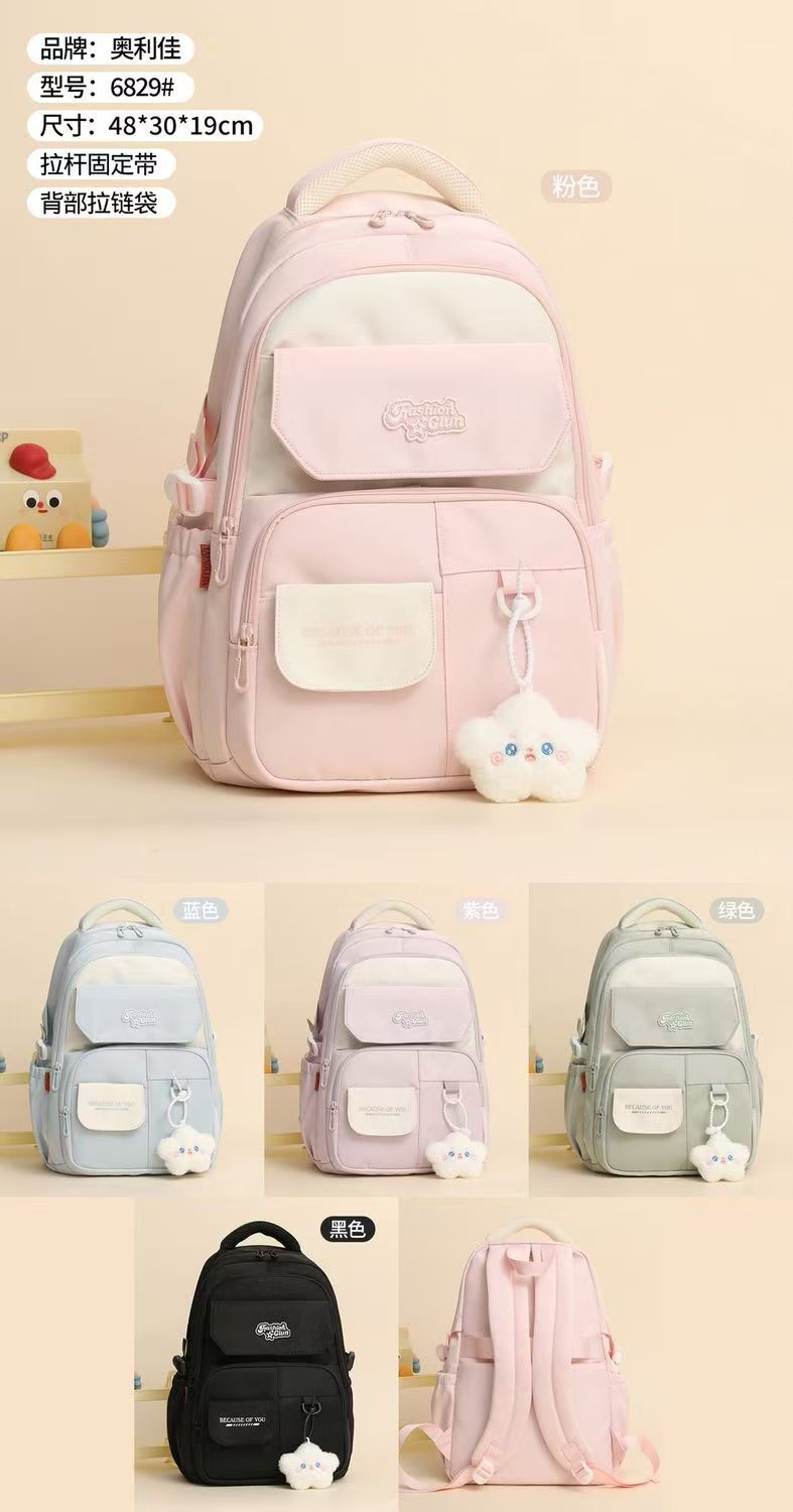 6829 Pastel Flap Student Backpack
